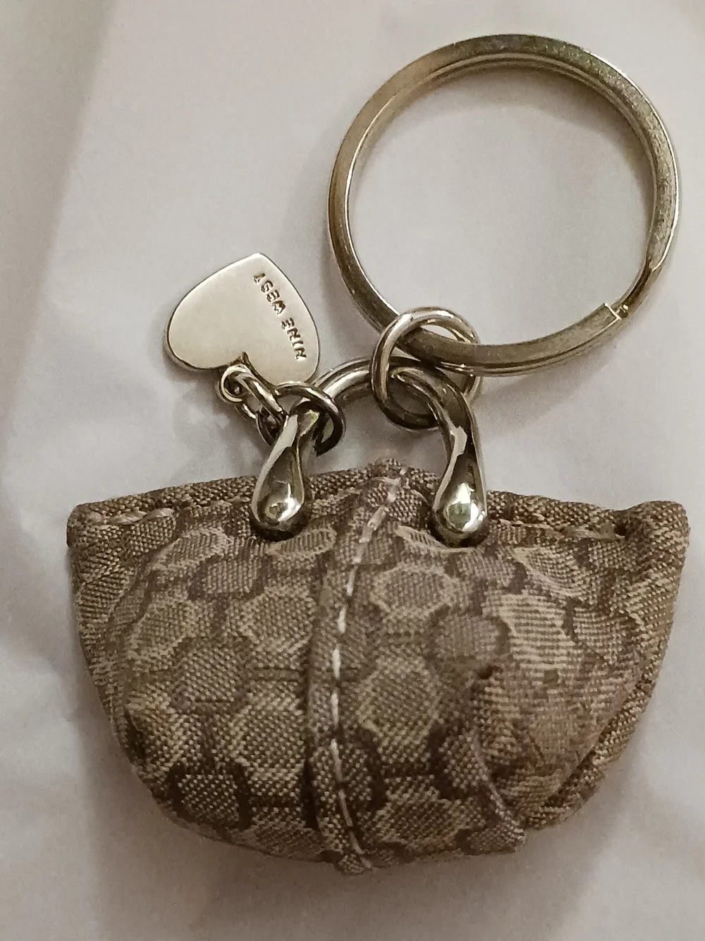 Nine West Brown Signature Mini Purse Keychain Bag Charm NWOT